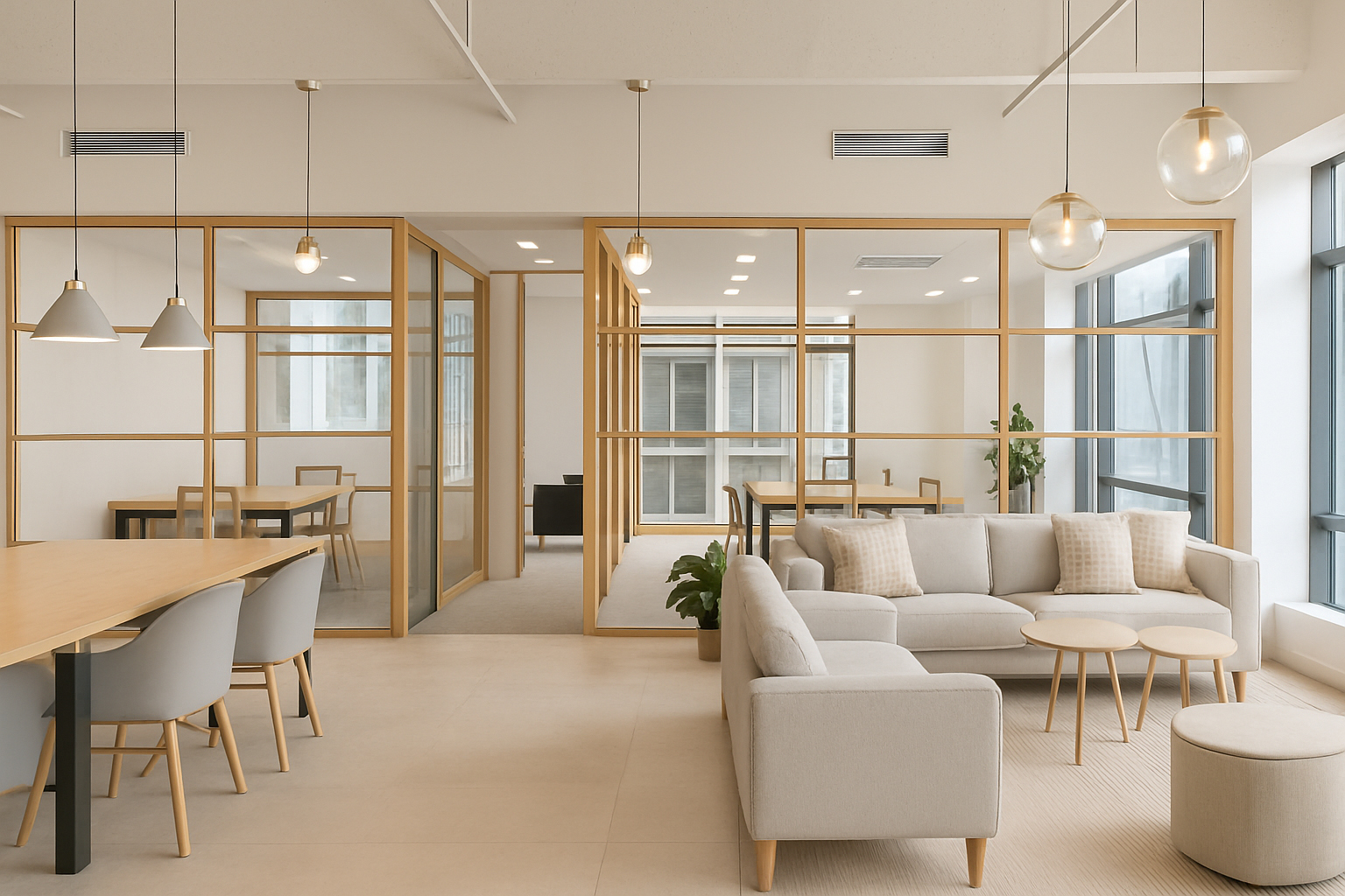 Materiales en diseño de oficinas con madera, vidrio y textiles acústicos que mejoran marca, bienestar y confort